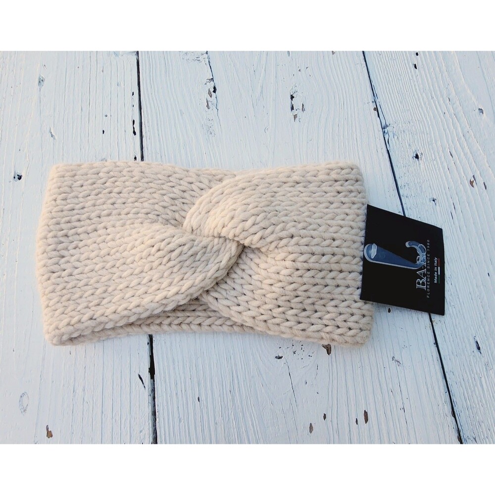 BA-BO Head Warmer / Bandana Headband Cream Beige Made in Italy